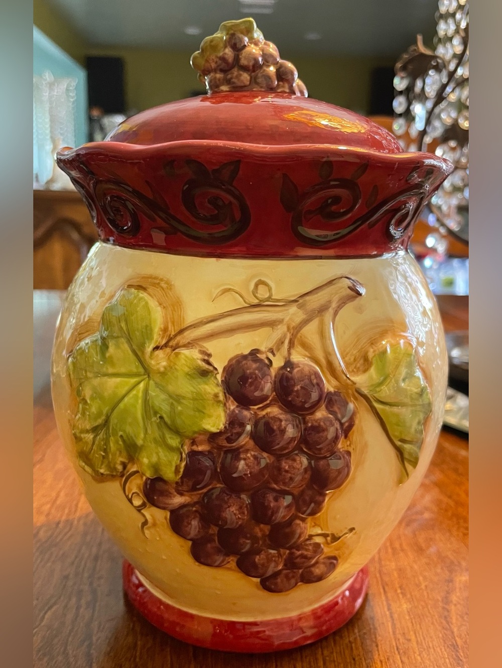 Vintage Certified International Kate M. Rastie Grapevine Canister 10”